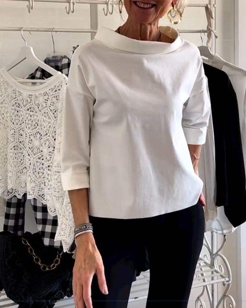 White casual top with lapels