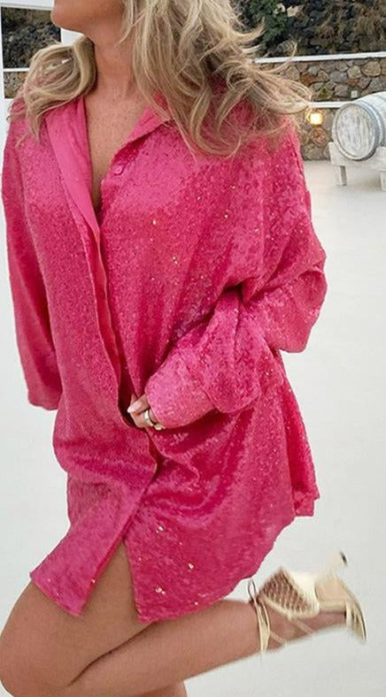 Oversized Glitter Blouse For Women