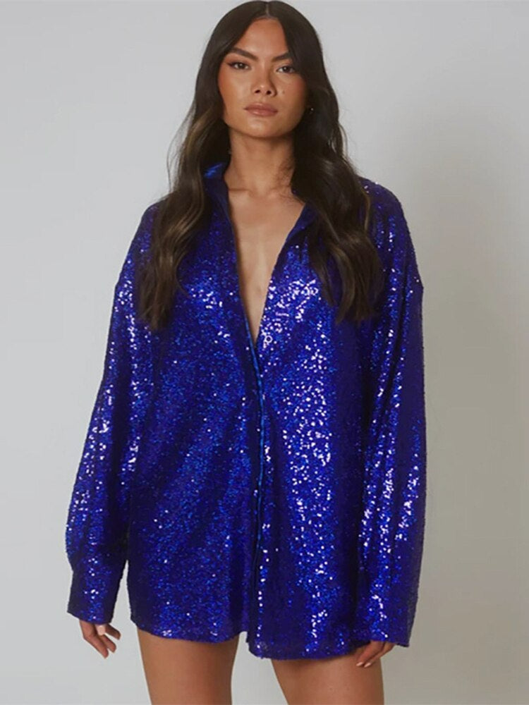 Oversized Glitter Blouse For Women